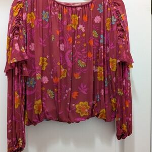 Free People Magenta Floral Blouse